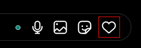 Heart icon in Message bar in the web version of Instagram. 