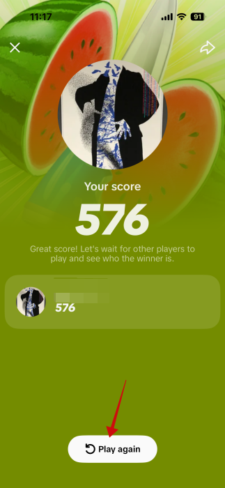 Viewing score for game on TikTok. 