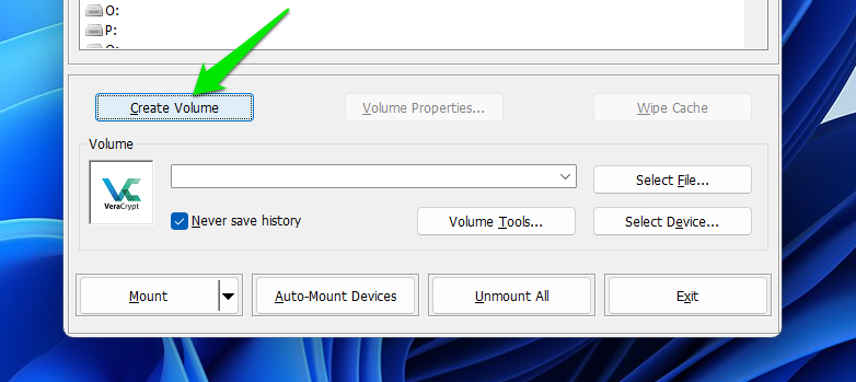 Veracrypt New Volume option