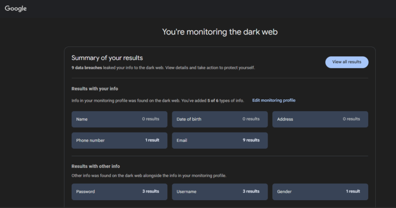 View Dark Web Report