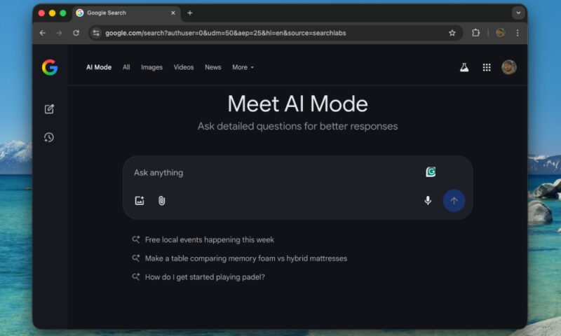 AI mode in Google Chrome
