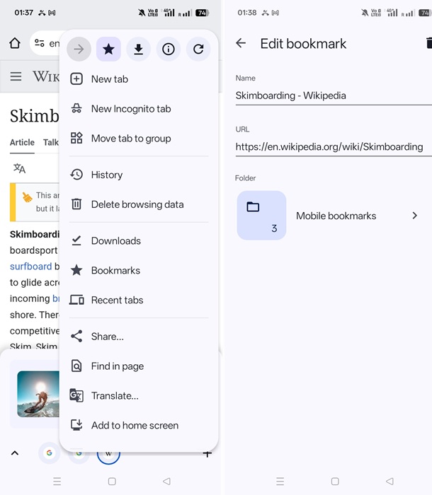 Chrome nookmarks are an example of pill-shaped containers in M3 Expressive Design.