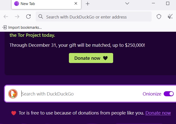 Tor Browser running from a USB drive after being installed there.
