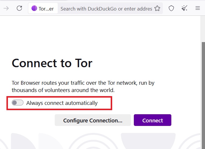 Choose "Always connect automatically" and click "Connect" to run Tor browser from USB.