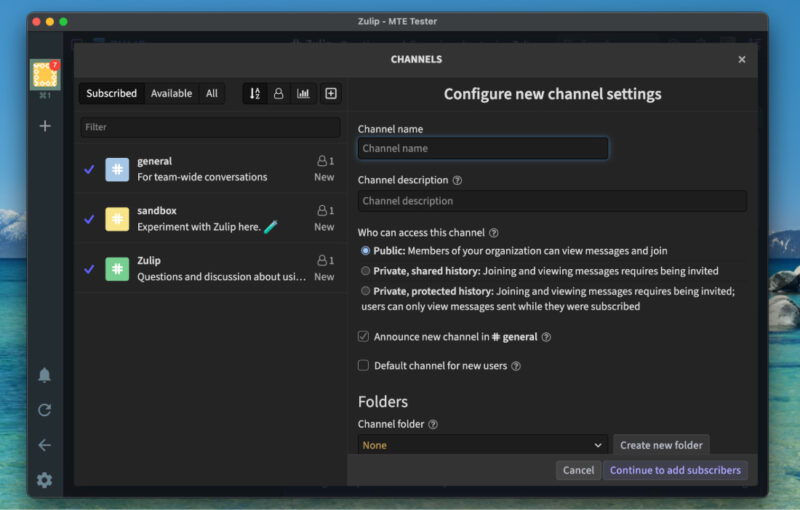 Zulip Channel Creation process