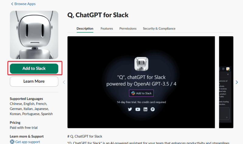 Add Chatgpt For Slack To Slack