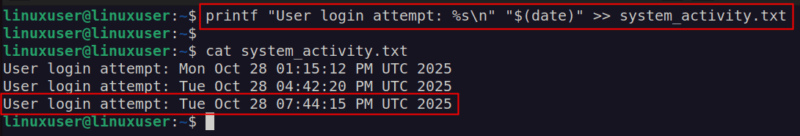 Appending Using Printf