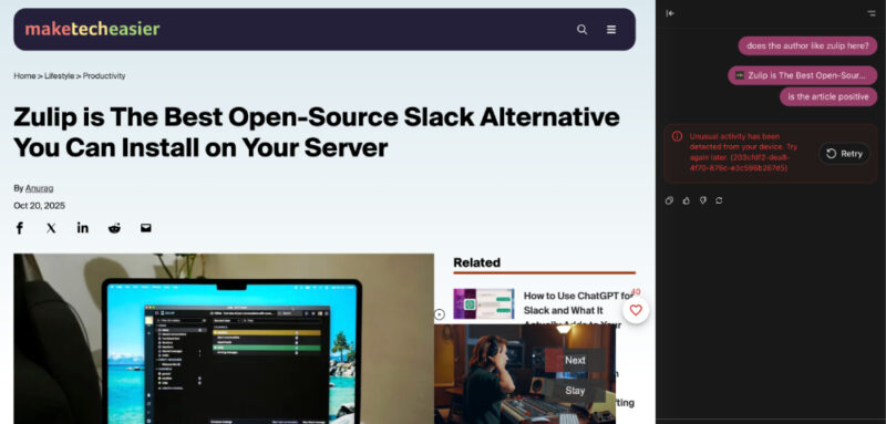 Atlas error while reading article