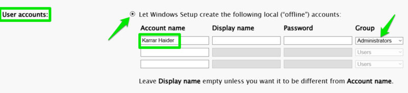 adding local account to schneegans