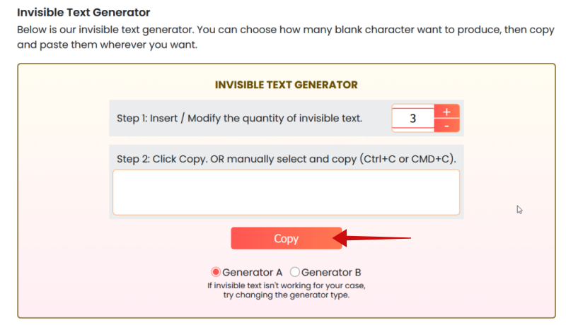 Generating blank space using web tool. 