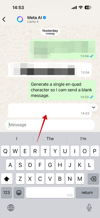 Using Meta AI to generate blank text to use in WhatsApp and other apps.