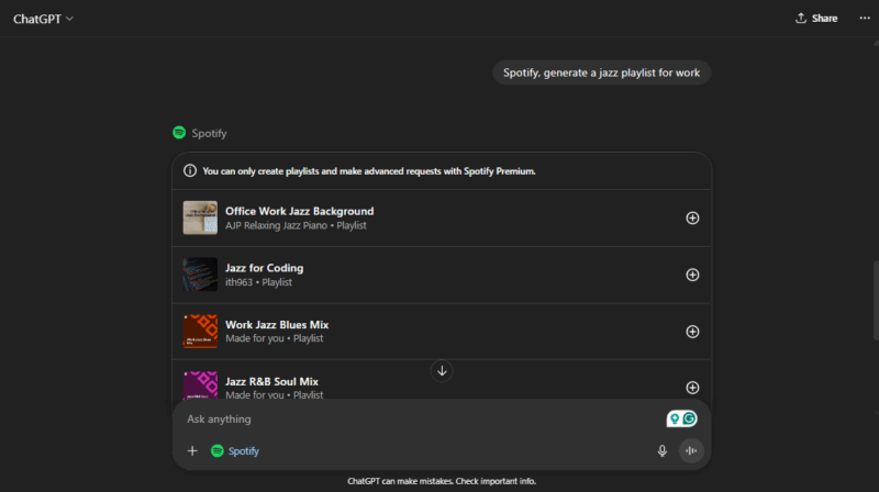 Create Spotify Playlist Inside Chatgpt