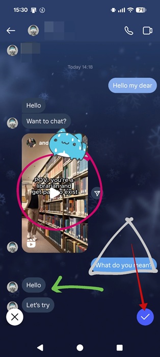 Sending sticker after repositioning it in Instagram DMs on Android.