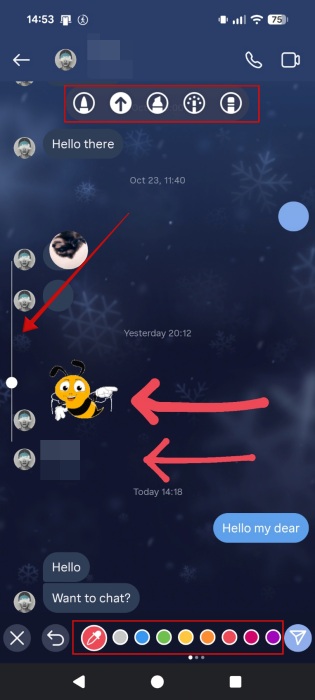 Drawing tools view in Instagram DMs on Android.