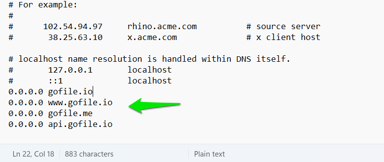 Editing Windows Hosts file