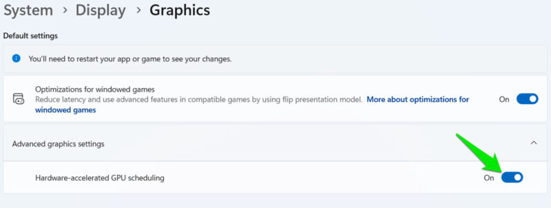 Enabling Hardware Accelerated GPU Scheduling in WIndows 11