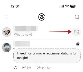 Starting new Ghost post from iPhone using the Ghost icon in the main feed screen.