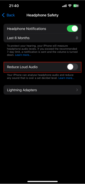 Iphone Disable Loud Audio
