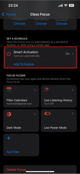Iphone Focu Mode Smart Activation