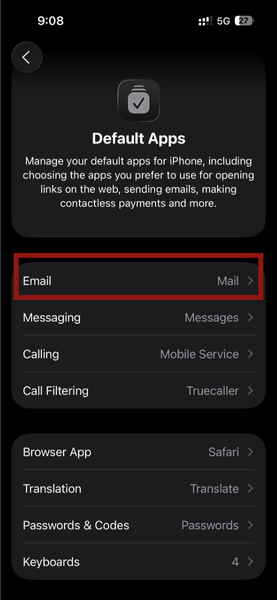 Iphone Settings Default Apps Email