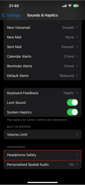 Iphone Settings Sound And Haptics