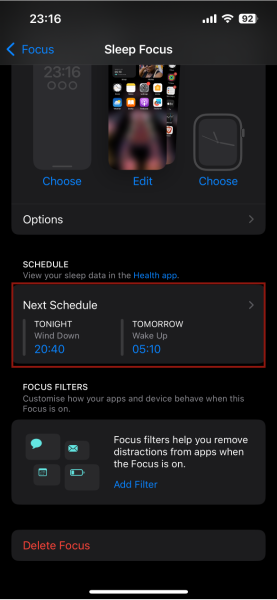 Iphone Sleep Next Schedule