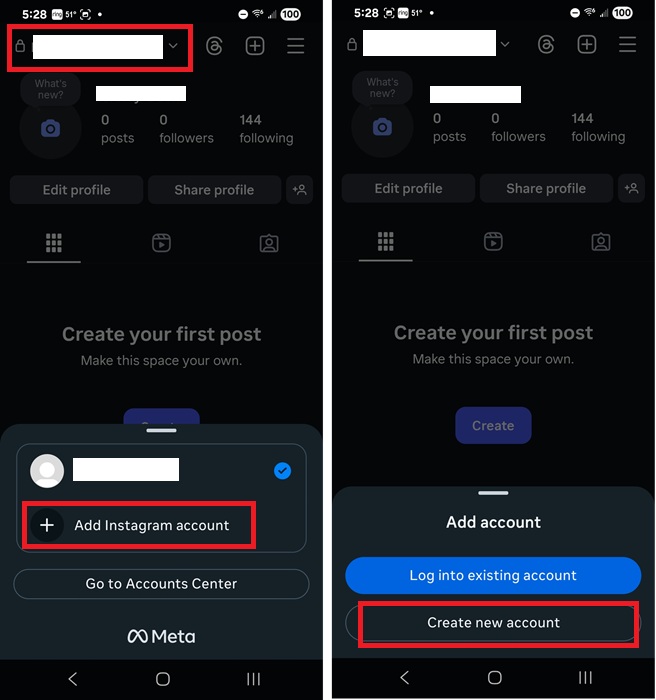 Creating a second Instagram account.