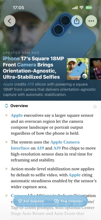 Option to "Ask Question" visible in Particle app.