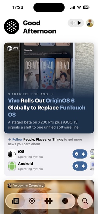 Viewing Particle app feed. 