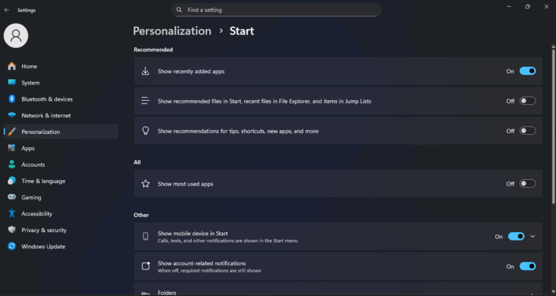 Redesigned Start Menu Customization