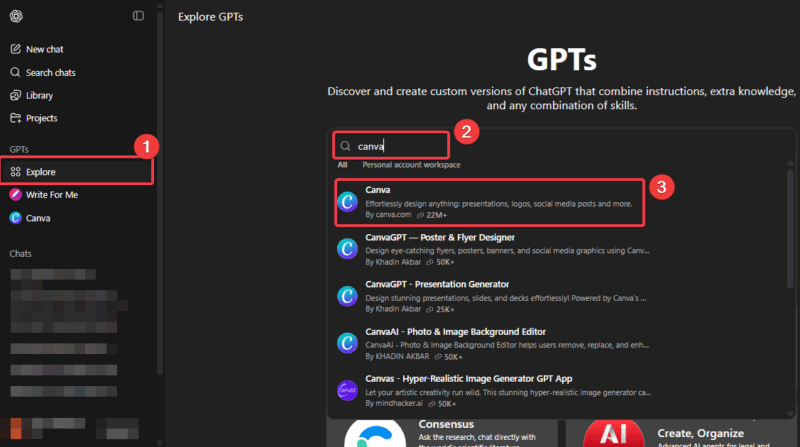 Search For The Apps In Exploregpt