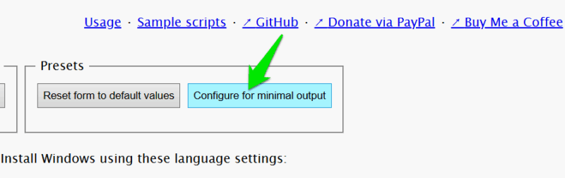 Setting minimal output for autounattend