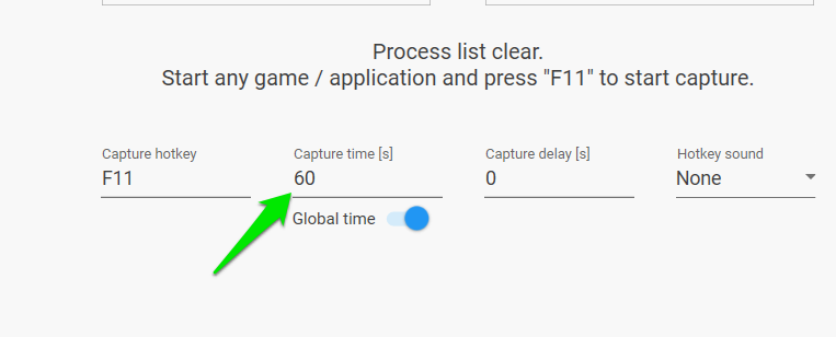 Setting Test Time to 60 in CapFrameX