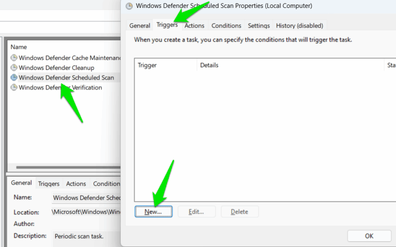 Setting task trigger in Task Scheduler