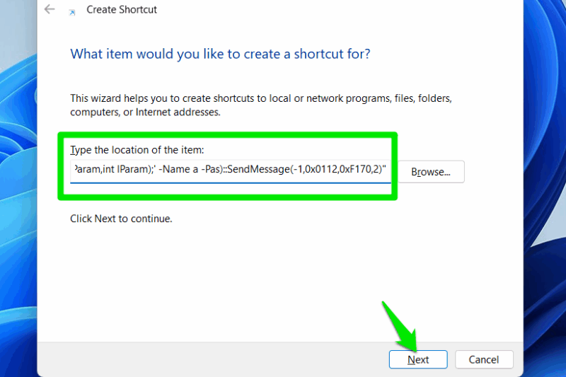 Shortcut location added