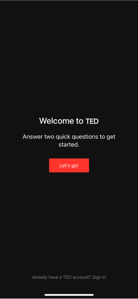 Ted App First Page