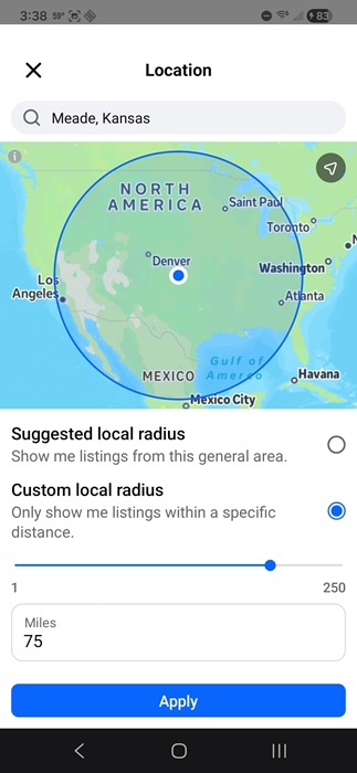 Changing your location to search for jobs.