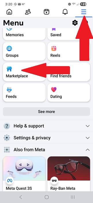 Visiting the Facebook Marketplace.