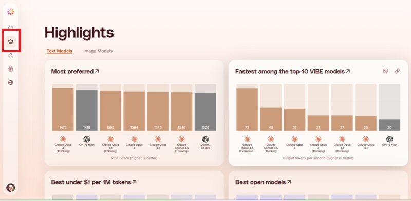 Viewing the Yupp AI model leaderboard.