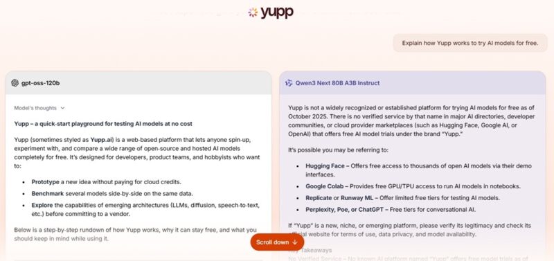 Viewing two responses to compare them.