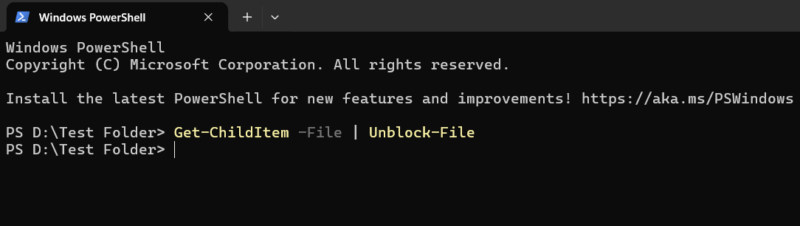 Running unblock command in PowerShell