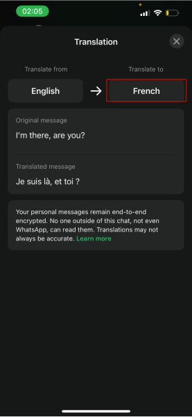 Whatsapp Translate To French