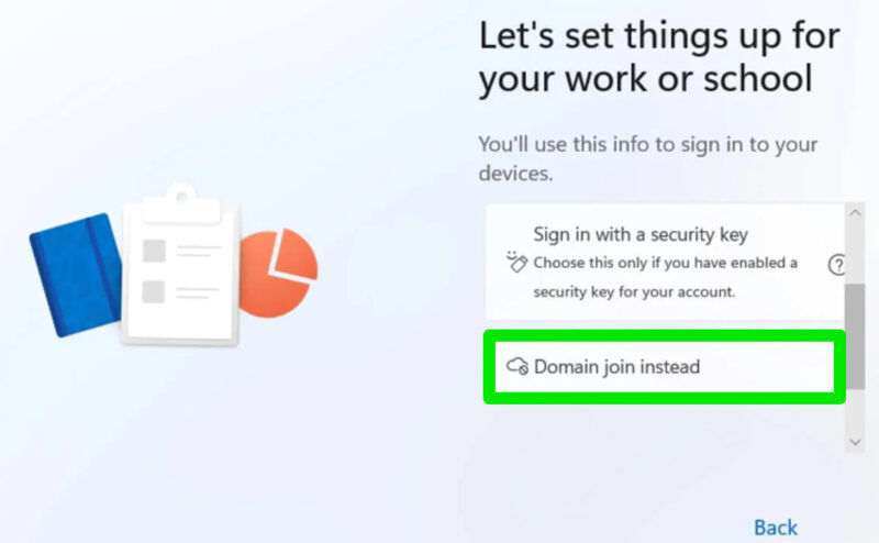 Windows 11 setup showing sign in options