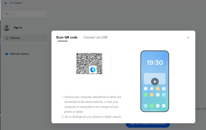 O Connect File Transfer Windows Scan Qr Code