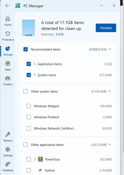 PC Manager saves several GB of space problems with "Deep Cleanup."