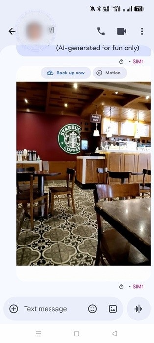 Remixed image sent via MMS through the Google Messages chat window.