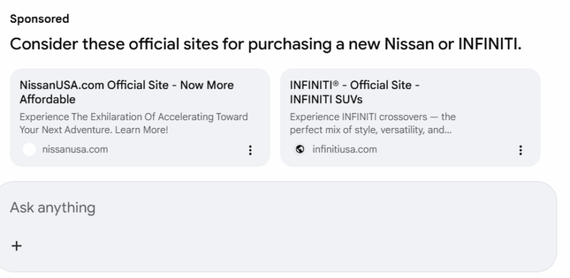 Ads at the bottom of AI Mode Google Search