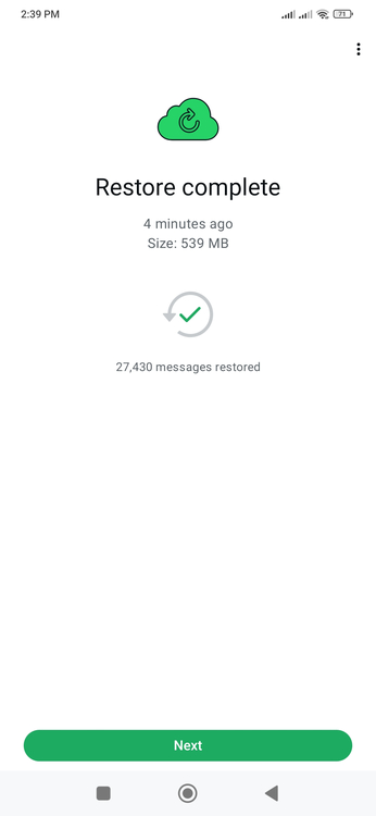 Backup Restored in WhatsApp