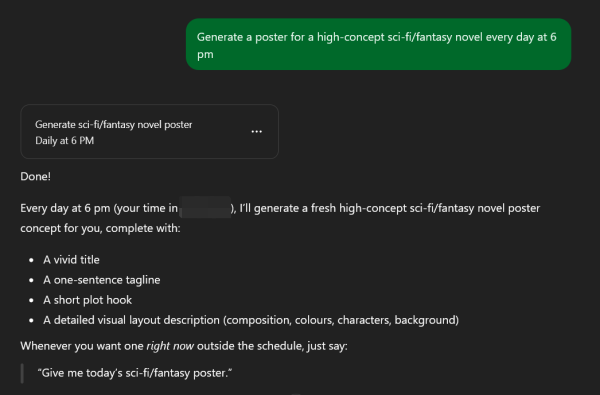 Creating task in ChatGPT and allowing notifications. 
