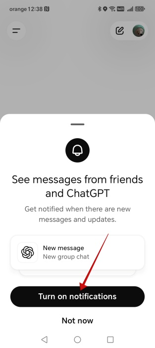 Turning on notifications for group chat in ChatGPT app. 